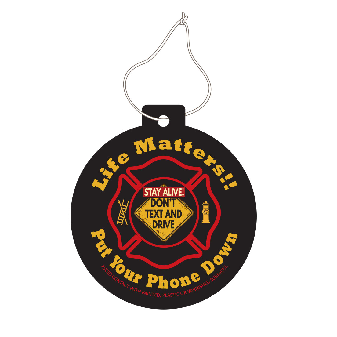 Air Freshener with texting/driving safety message AFCA Bookstore